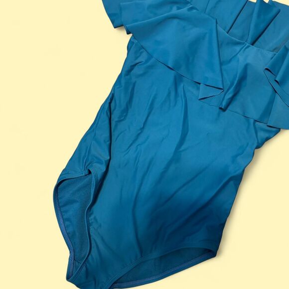 Time & Tru Women's Blue and Green Swimsuit-one-piece - Picture 2 of 4